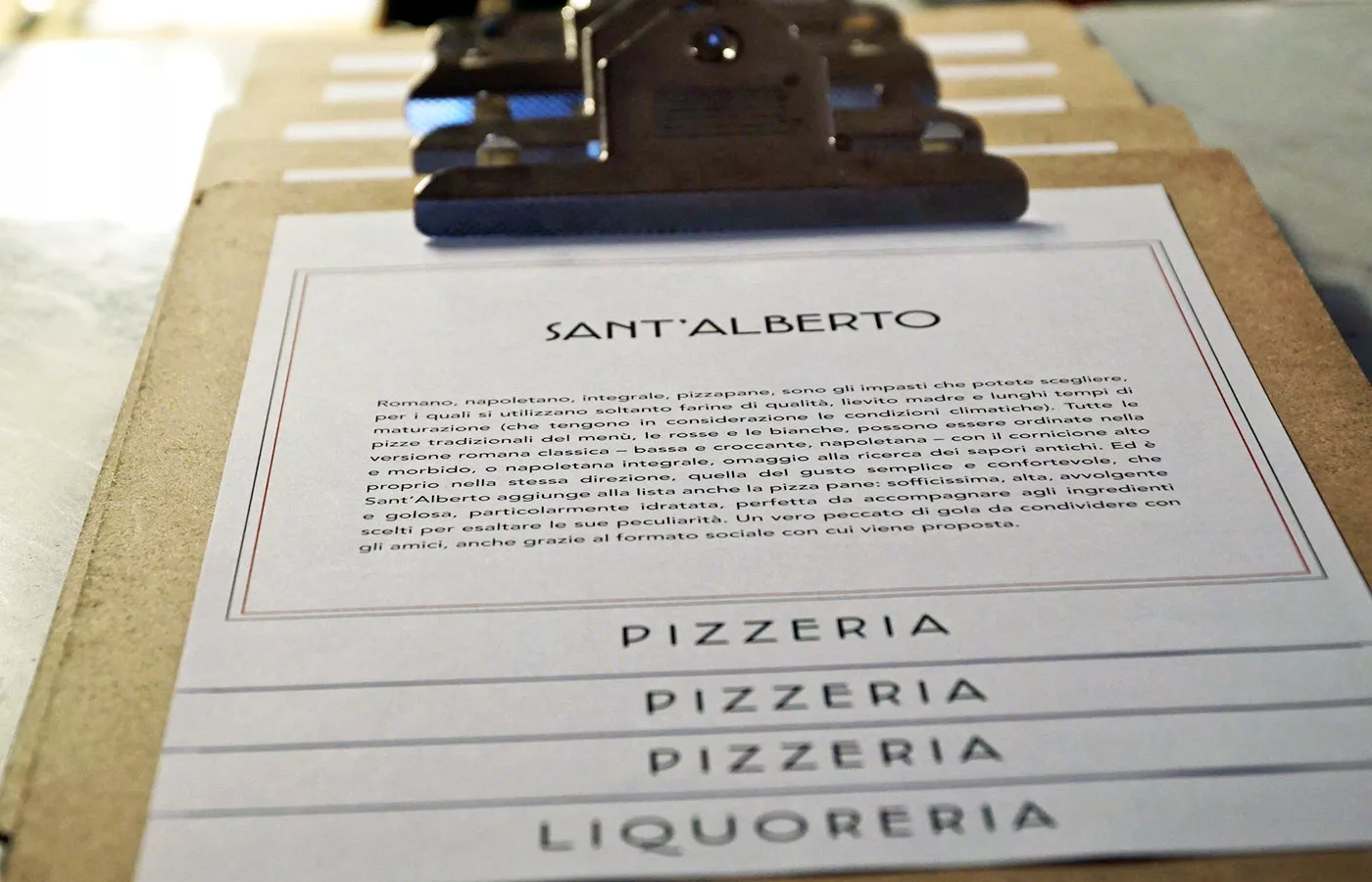 Sant'Alberto Pizzeria - Menu pizzeria liquoreria